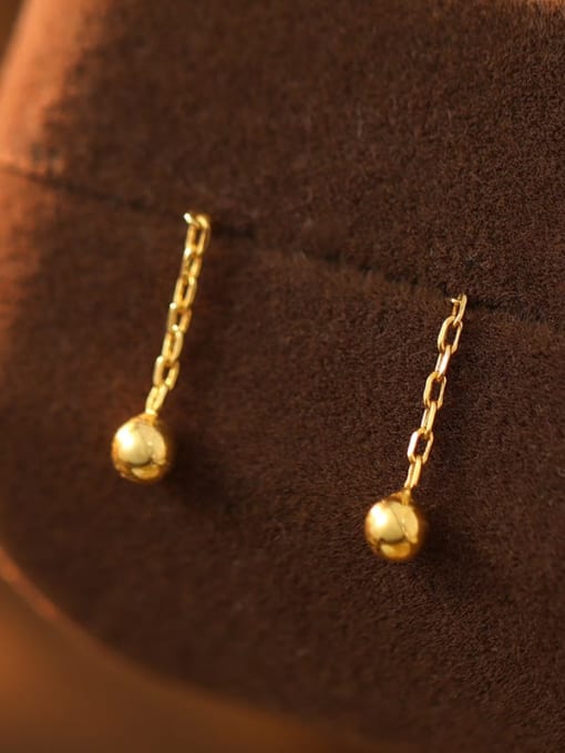 ES1200 [Gold] 925 Sterling Silver Bead Tassel Minimalist Threader Earring